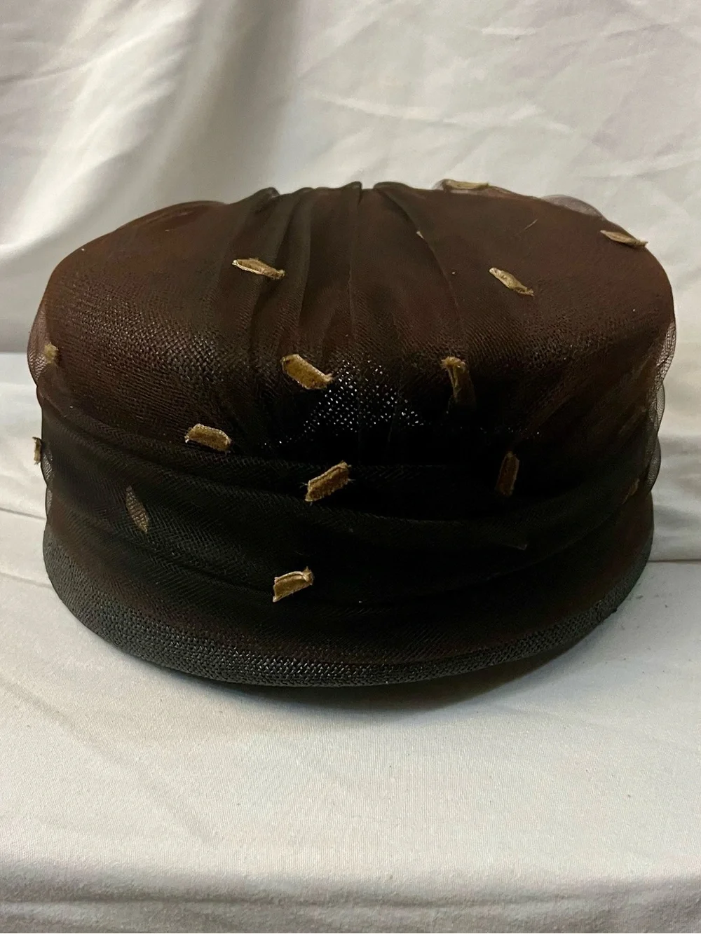 VTG Mr. Rickie Original Brown Charcoal Velvet Netting Cocktail Hat Fascinator
